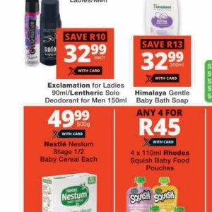 Deodorant at Checkers