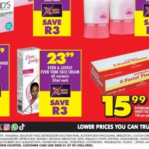 Face cream at Shoprite