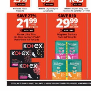 Sanitary pads at Checkers