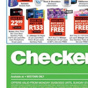 Sanitary pads at Checkers
