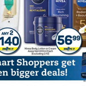 Body lotion nivea  at Pick n Pay Hyper