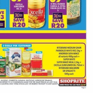 Sunflower oil at Shoprite