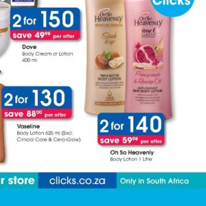 Body lotion at Clicks
