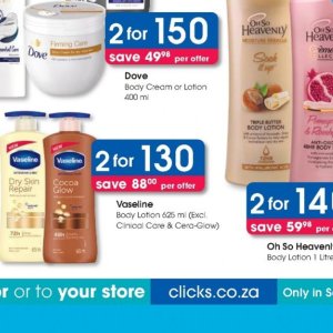 Body lotion at Clicks