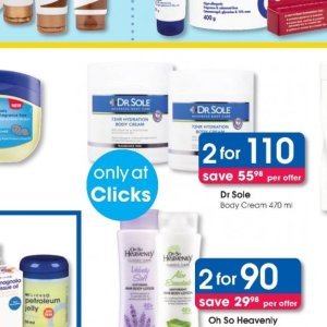 Body cream at Clicks
