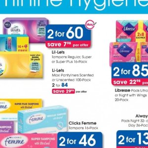 Tampons at Clicks