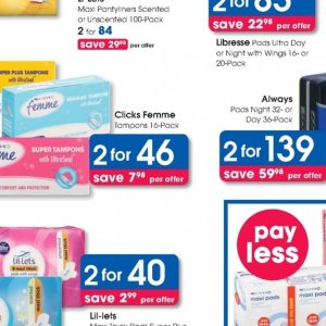 Tampons at Clicks