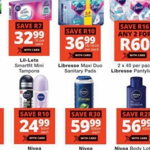 Sanitary pads libresse  at Checkers