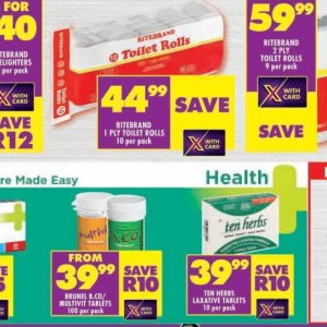 Toilet rolls at Shoprite