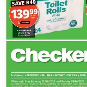 Toilet rolls at Checkers Hyper