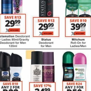 Deodorant at Checkers