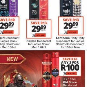 Deodorant at Checkers