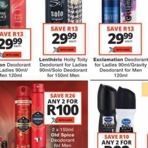 Deodorant at Checkers