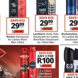 Deodorant at Checkers