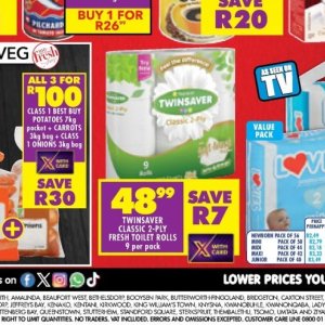 Toilet rolls at Shoprite