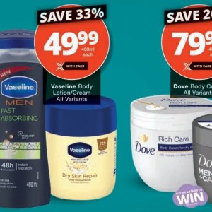 Body lotion dove  at Checkers