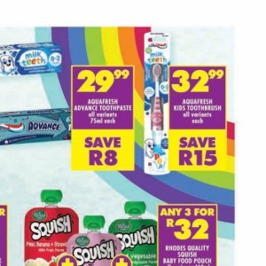 Toothpaste aquafresh  at Shoprite