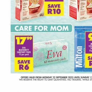 Sanitary pads at Shoprite