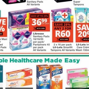 Sanitary pads libresse  at Checkers