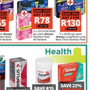 Sanitary pads at Checkers