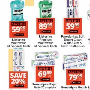 Mouthwash listerine  at Checkers
