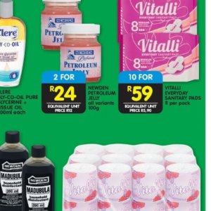 Sanitary pads at Shoprite
