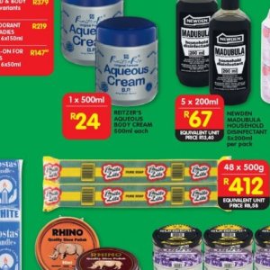 Body cream at Shoprite