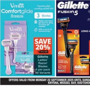 Razor blades gillette  at Checkers