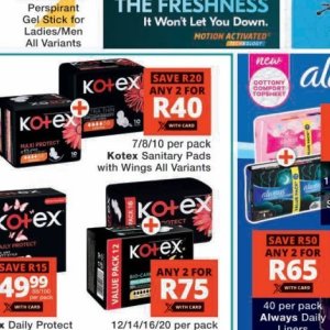Sanitary pads at Checkers