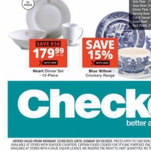Dinner set at Checkers