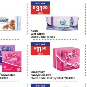 Wet wipes at Africa Cash and Carry