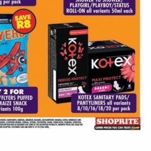 Sanitary pads at Shoprite