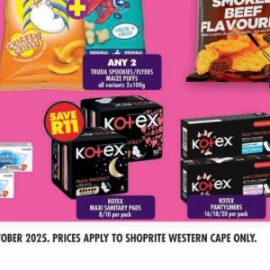 Sanitary pads at Shoprite