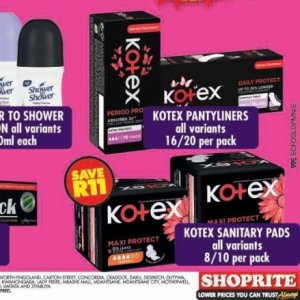 Sanitary pads at Shoprite