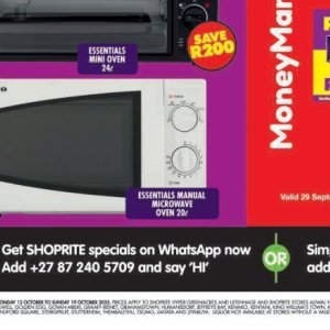 Microwave oven at Shoprite