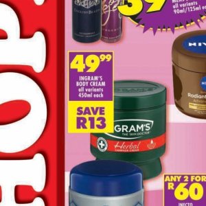Body cream at Shoprite
