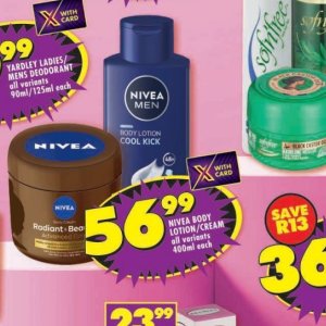 Body lotion nivea  at Shoprite