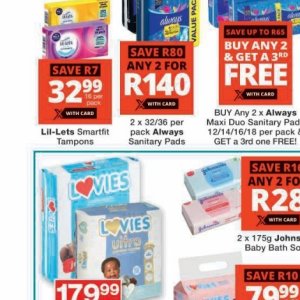 Sanitary pads at Checkers