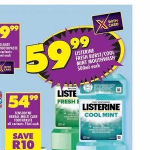 Mouthwash listerine  at Shoprite