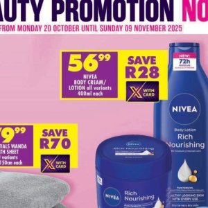 Body cream nivea  at Shoprite