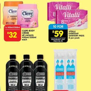 Sanitary pads at Shoprite