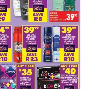 Deodorant nivea  at Shoprite
