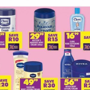 Body cream at Shoprite