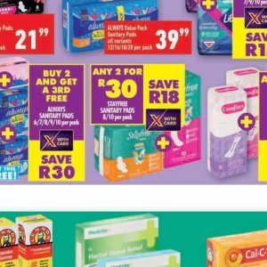 Sanitary pads at Shoprite