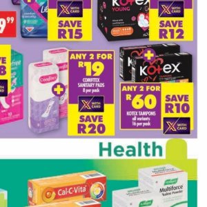 Sanitary pads at Shoprite