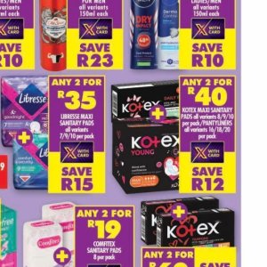 Sanitary pads at Shoprite
