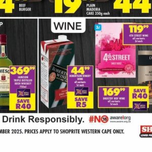 Wine at Shoprite