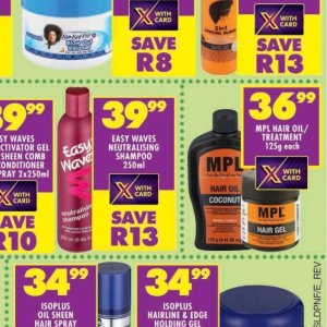 Hair oil at Shoprite