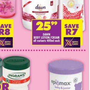 Body lotion at Shoprite