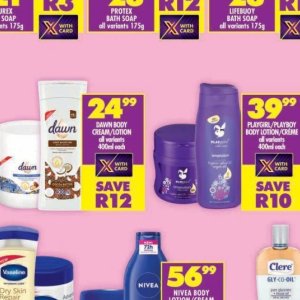 Body cream at Shoprite